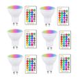 6pcs 2pcs RGBW Color Changing Smart LED Light Bulb GU10 5W Dimmable Lamp with IR Controller for Home Bar Party Ambiance Lighting 85-265V