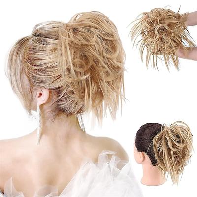 Tousled Updo Messy Bun Hairpiece Hair Extension Ponytail with Elastic Rubber Band Updo Ponytail Hairpiece Synthetic Hair Extensions Scrunchies Ponytail Hairpieces for Women
