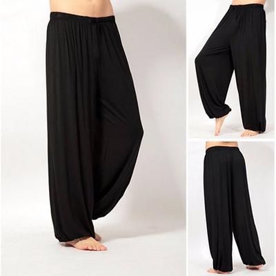Men's Summer Pants Baggy Pants Beach Pants Harem Pants Boho Pants Elastic Waist Flowy Solid Color Comfort Breathable Casual Daily Beach Hippie Yoga Black White Micro-elastic