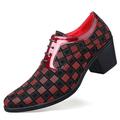 Men's Oxfords Derby Shoes Party Heels Party Collections Height Increasing Shoes Casual Christmas Party Evening Xmas PU Lace-up Black Red Blue Spring Fall