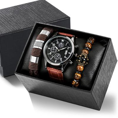 Quartz Watch for Men Analog Quartz Retro Casual Classic Chronograph Alloy Leather Classic Theme Vintage Theme