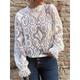 Women's Shirt Lace Shirt Blouse Plain Casual Lace Patchwork Black Long Sleeve Fashion Modern Standing Collar Summer Spring