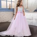 Kids Little Girls' Dress Lace Floral Princess Party Formal Evening Wedding Pageant Embroidery Bow White Purple Red Tulle Maxi Sleeveless Elegant Vintage Ball Gown Dresses Fit 4-13 Years