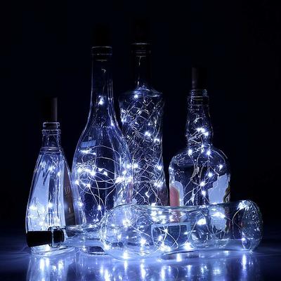 ElegantWeddingReceptionParty 1/2/6/10pcs Wine Bottle String Lights 2m 20LEDs with Cork Warm White White Multi Color Red Blue Waterproof Christmas Wedding Decoration Batteries Powered