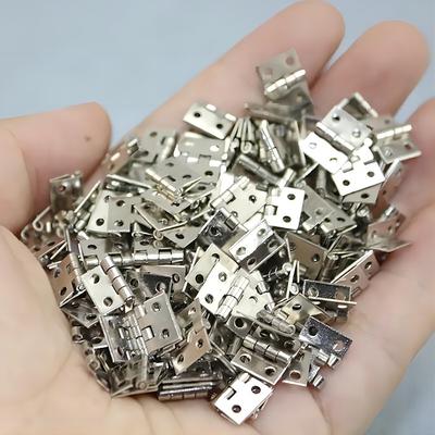 50pcs Mini Pure Copper Hinges Retro Brass Hinges With 200 Pieces Replacement Screws For Wooden Box Jewelry Chest Box Cabinet DIY Accessories (10 X 8mm/0.4 X 0.3inch)