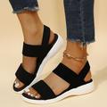 Women's Sandals Flat Sandals Plus Size Office Daily Indoor Solid Color Summer Flat Heel Open Toe Sporty Casual Minimalism Elastic Fabric Elastic Band Black Pink Grey