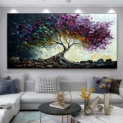 Handmade Oil Painting Canvas Wall Art Decor Original life Tree Abstract Landscape Painting for Home Decor With Stretched Frame/Without Inner Frame Painting
