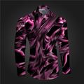 Graffiti Men's Subcultural Casual 3D Printed Shirt Party Street Vacation Spring Summer Turndown Long Sleeve Pink Red Blue S M L 4-Way Stretch Fabric Shirt