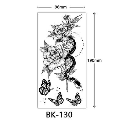 cross-border exclusive sketch flower tattoo stickers sketch tattoo stickers rose flower black and white flower tattoo