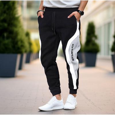 Men's Sweatpants Joggers Trousers Pocket Drawstring Patchwork Comfort Casual Daily Holiday Streetwear Stylish Black Grey Micro-elastic