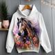 Girls' 3D Floral Horse Hoodie Pullover Long Sleeve 3D Print Spring Fall Active Fashion Cute Polyester Kids 3-12 Years Hooded Outdoor Casual Daily Regular Fit