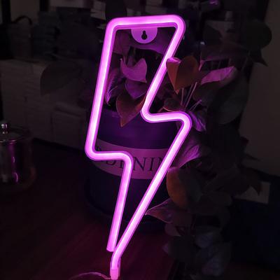 LED Neon Sign Light Lightning Shape Night Light Christmas Halloween Party Decoration Gift USB or Battery Operated Wall Décor
