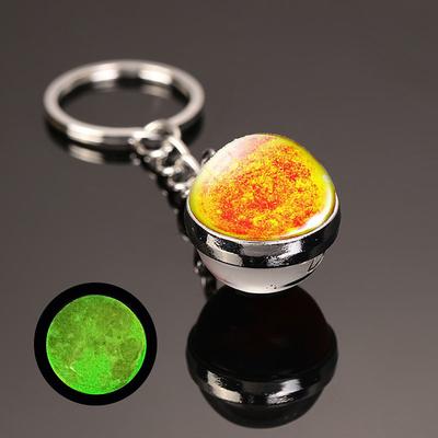 Moon Keychain Solar System Planet Keyrings Galaxy Nebula Space Keychain Earth Sun Mars Jupiter Saturn Picture Double Side Glass Ball Key Chain