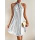 Women's Party Dress Metallic Dress Sparkle Halter Neck Sleeveless Mini Dress Birthday Vacation Silver Gold Spring Winter