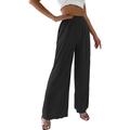 Women's Pants Trousers Plain Wide Leg Long Micro-elastic High Waist Casual Daily Sports Outdoor Black White S M Spring Summer