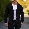 Men's Sweater Cardigan Sweater Cable Knit Long Button Knitted Plain V Neck Warm Ups Modern Contemporary Daily Wear Going out Clothing Apparel Winter Black Brown M L XL