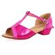 Girls' Latin Shoes Dance Shoes Performance Stage Indoor Sparkling Shoes Heel Glitter Low Heel Thick Heel T-Strap Silver Fuchsia Gold