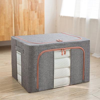 Large Window Quilt Storage Box, Clothes Storage Box, Cotton Linen Finishing Box, Folding Steel Frame Storage Box, Thickened Closet Storage Box