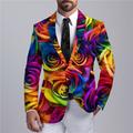 Rose Business Men's Coat Blazer Work Wear to work Going out Fall Winter Turndown Long Sleeve Black Yellow Purple S M L Polyester Weaving Jacket