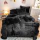 4Pcs/3Pcs Long-Haired Mink Velvet Three-Piece Set Mink Velvet Pure Color Crystal Velvet Plush Warm Bedding Set Duvet Cover Set