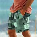 Plaid Color Block Men's Resort 3D Printed Board Shorts Swim Trunks Elastic Waist Drawstring with Mesh Lining Aloha Hawaiian Style Holiday Beach S TO 3XL