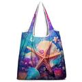 Women's Tote Shoulder Bag Hobo Bag Polyester Shopping Daily Holiday Print Large Capacity Foldable Lightweight Sea Creatures Royal Blue Blue Dark Blue