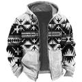 Native American Pattern Hoodie Mens Graphic Tribal Prints Sports Ethnic Classic 3D Zip Jacket Outerwear Holiday Vacation Streetwear Hoodies Blue Green Khaki Casual White Denim