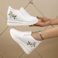 Women's Sneakers Slip-Ons Height Increasing Shoes White Shoes Comfort Shoes Outdoor Daily Winter Embroidery Wedge Heel Hidden Heel Round Toe Casual Comfort Minimalism Faux Leather Loafer Floral