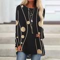 Women's Tunic T shirt Dress Tunic Shirts Polka Dot Striped Abstract Home Daily Black Blue Patchwork Print Long Sleeve Tunic Chinoiserie Round Neck Plus Size Fall Winter