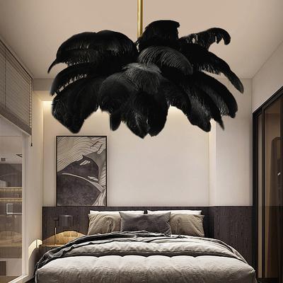 LED Pendant Light Chandelier Gorgeous Extra Large 90cm Ostrich Feather Bouquet Pendant Light Romantic Mounted Lighting Fixture for Restaurant Bedroom Chain NOT Adjustable 110-240V