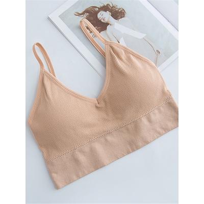 Women's Top Pure Color Fashion Sport Simple Daily Nylon Breathable Straps Sleeveless Tank Top Backless Chest pads Summer Spring Home Outfits