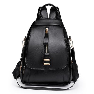 Women's Backpack School Bag Bookbag Mini Backpack Commuter Backpack School Outdoor Daily Solid Color PU Leather Large Capacity Waterproof Lightweight Zipper dark brown off white Black