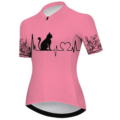 21Grams Women's Cycling Jersey Short Sleeve Bike Top with 3 Rear Pockets Mountain Bike MTB Road Bike Cycling Breathable Quick Dry Moisture Wicking Reflective Strips Violet Dark Pink Yellow Graphic