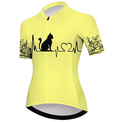 21Grams Women's Cycling Jersey Short Sleeve Bike Top with 3 Rear Pockets Mountain Bike MTB Road Bike Cycling Breathable Quick Dry Moisture Wicking Reflective Strips Violet Dark Pink Yellow Graphic