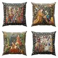 Medieval Grape Double Side Pillow Cover 4PC Soft Decorative Square Cushion Case Pillowcase for Bedroom Livingroom Sofa Couch Chair