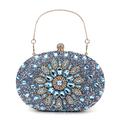 Women's Clutch Evening Bag Wristlet Dome Bag Clutch Bags PU Leather for Evening Bridal Wedding Party with Rhinestone Chain Large Capacity Lightweight in Silver Light Blue Rose Gold