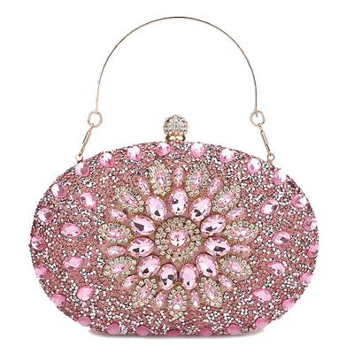 Women's Luxury Blue Crystal Evening Clutch – Rhinestone Handbag with Handle for Weddings, Parties, and Formal Events
