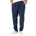 Men's Linen Pants Trousers Summer Pants Beach Pants Drawstring Elastic Waist Pleats Plain Comfort Breathable Casual Daily Holiday Linen / Cotton Blend Fashion Designer White Navy Blue