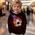 Boys 3D Football Hoodie Pullover Long Sleeve 3D Print Fall Winter Fashion Streetwear Cool Polyester Kids 3-12 Years Outdoor Casual Daily Regular Fit