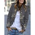 Women's Casual Jacket Causal Floral Print Comfortable Artistic Style Loose Fit Outerwear Long Sleeve Fall Grey