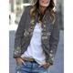 Women's Casual Jacket Causal Floral Print Comfortable Artistic Style Loose Fit Outerwear Long Sleeve Fall Grey