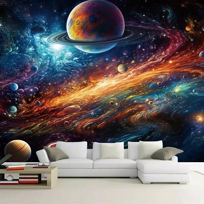 Cool Wallpapers Galaxy Wallpaper Wall Mural Landscape Universe Planet Sticker Peel and Stick Removable PVC/Vinyl Material Self Adhesive/Adhesive Required Wall Decor for Living Room Kitchen Bathroom