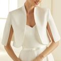 Bridal's Wraps Cape Bolero Elegant Bridal Slit Sleeve Satin Wedding Wraps With Pure Color For Wedding Spring / Fall