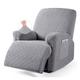 Stretch Armchair Recliner Cover 1 Seat Recliner Chair Cover Recliner Slipcover Sofa Cover with Side Pocket Jacquard Sofa Furniture Cover/Protector Soft with Elastic Bottom, Machine Washable