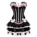 Women's Plus Size Corsets Halloween Country Bavarian Overbust Corset Corset Dresses Classic Retro Tummy Control Lace Stripe Waves Lace Up Nylon Polyester / Cotton Christmas Wedding Party / Bow