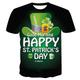 St.Patrick's Day Men's T shirt Tee Floral Graphic Prints Saint Patrick Day Round Neck Green Dark Green Green / White 3D Print Casual Daily Short Sleeve 3D Print Clothing Apparel Fashion Classic /