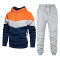 Men's Tracksuit Sweatsuit Jogging Suits White Yellow Wine Red Navy Blue Hooded Color Block Patchwork 2 Piece Sports Outdoor Daily Sports Basic Casual Big and Tall Fall Spring Clothing Apparel