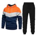 Men's Tracksuit Sweatsuit Jogging Suits White Yellow Wine Red Navy Blue Hooded Color Block Patchwork 2 Piece Sports Outdoor Daily Sports Basic Casual Big and Tall Fall Spring Clothing Apparel