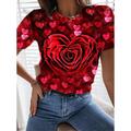 Women's T shirt Tee Floral Casual Holiday Black White Red Print Short Sleeve Fashion Crew Neck Regular Fit Summer