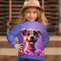 Girls' 3D Floral Dog Sweatshirt Pullover Long Sleeve 3D Print Fall Winter Fashion Streetwear Adorable Polyester Kids 3-12 Years Crew Neck Outdoor Casual Daily Regular Fit